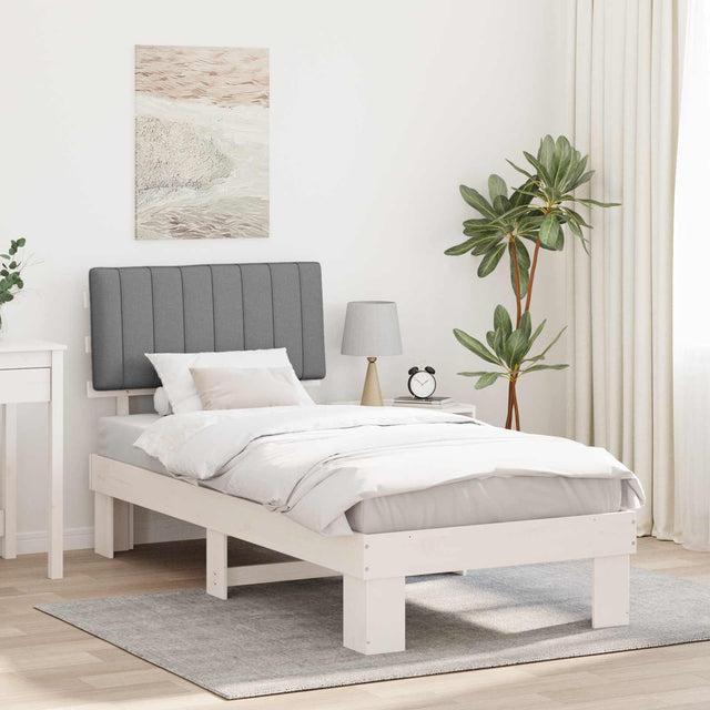 Vidaxl bedframe met gevoerd hoofdgedeelte lichtgrijs 90 x 190 cm