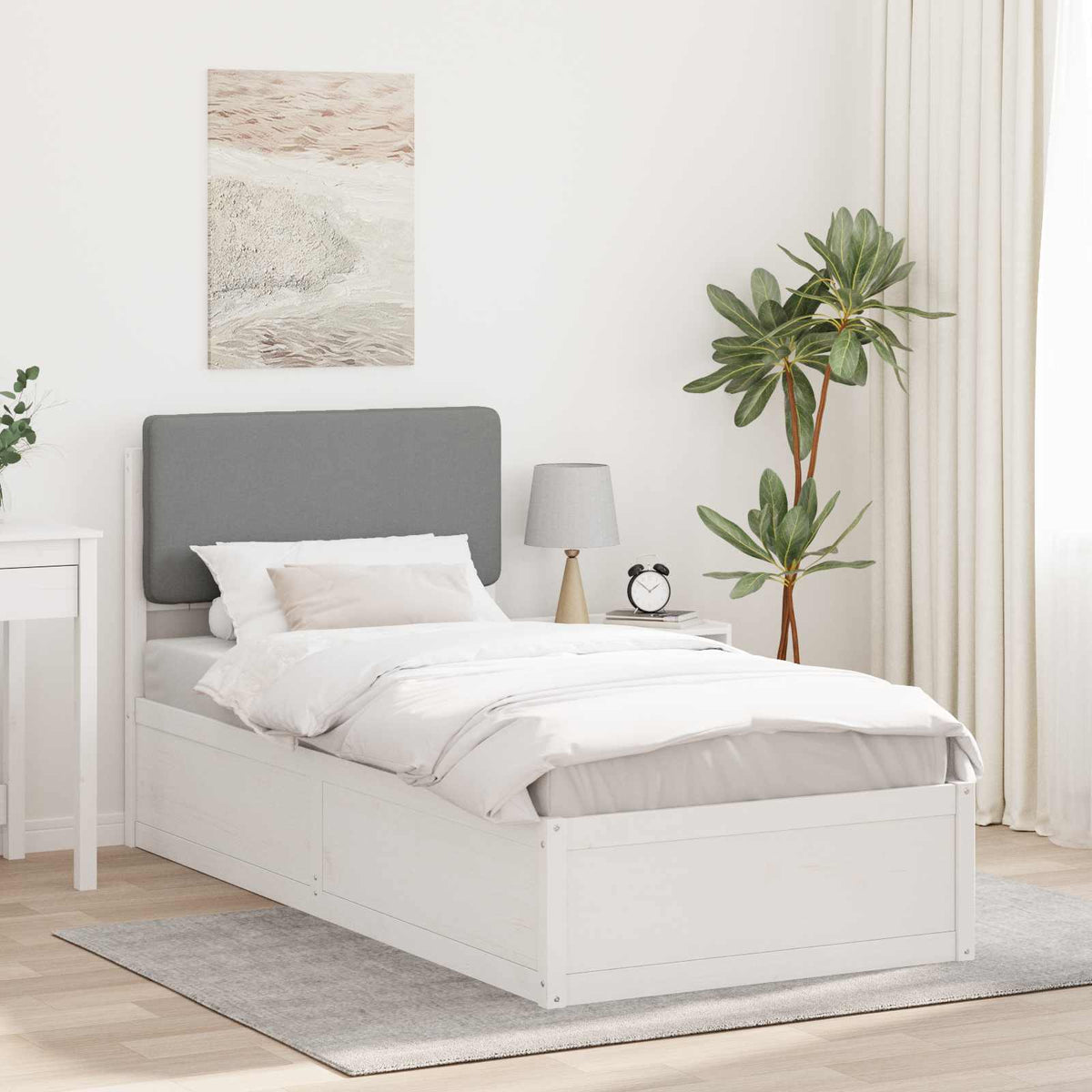 Vidaxl bedframe met gevoerd hoofdgedeelte lichtgrijs 80 x 200 cm