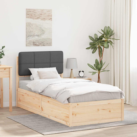 Vidaxl bedframe met gevoerd hoofdgedeelte donkergrijs 80 x 200 cm