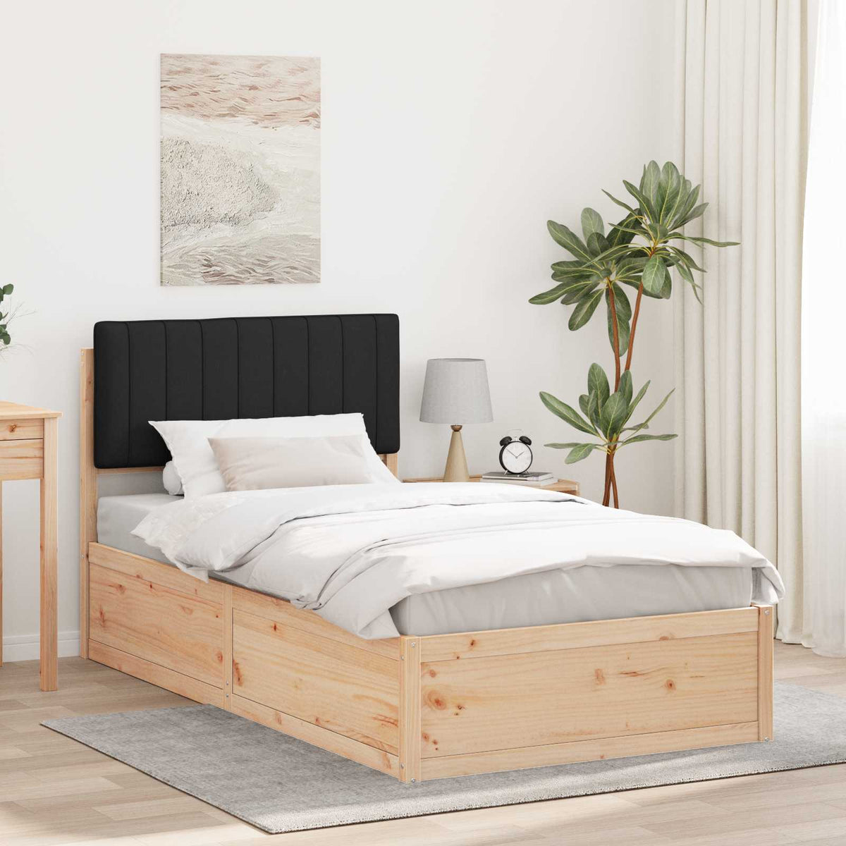 Vidaxl bedframe met gevoerd hoofdgedeelte zwart 100 x 200 cm