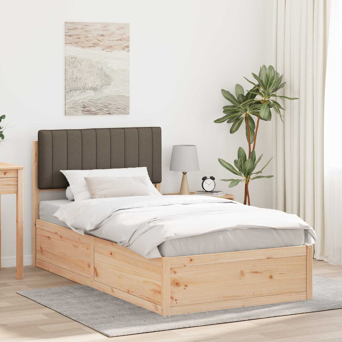 Vidaxl bedframe met gevoerd hoofdgedeelte taupe 100 x 200 cm