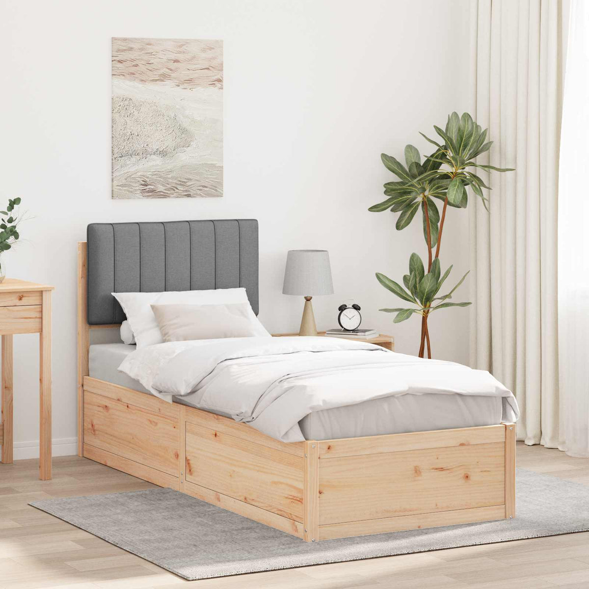 Vidaxl bedframe met gevoerd hoofdgedeelte lichtgrijs 80 x 200 cm