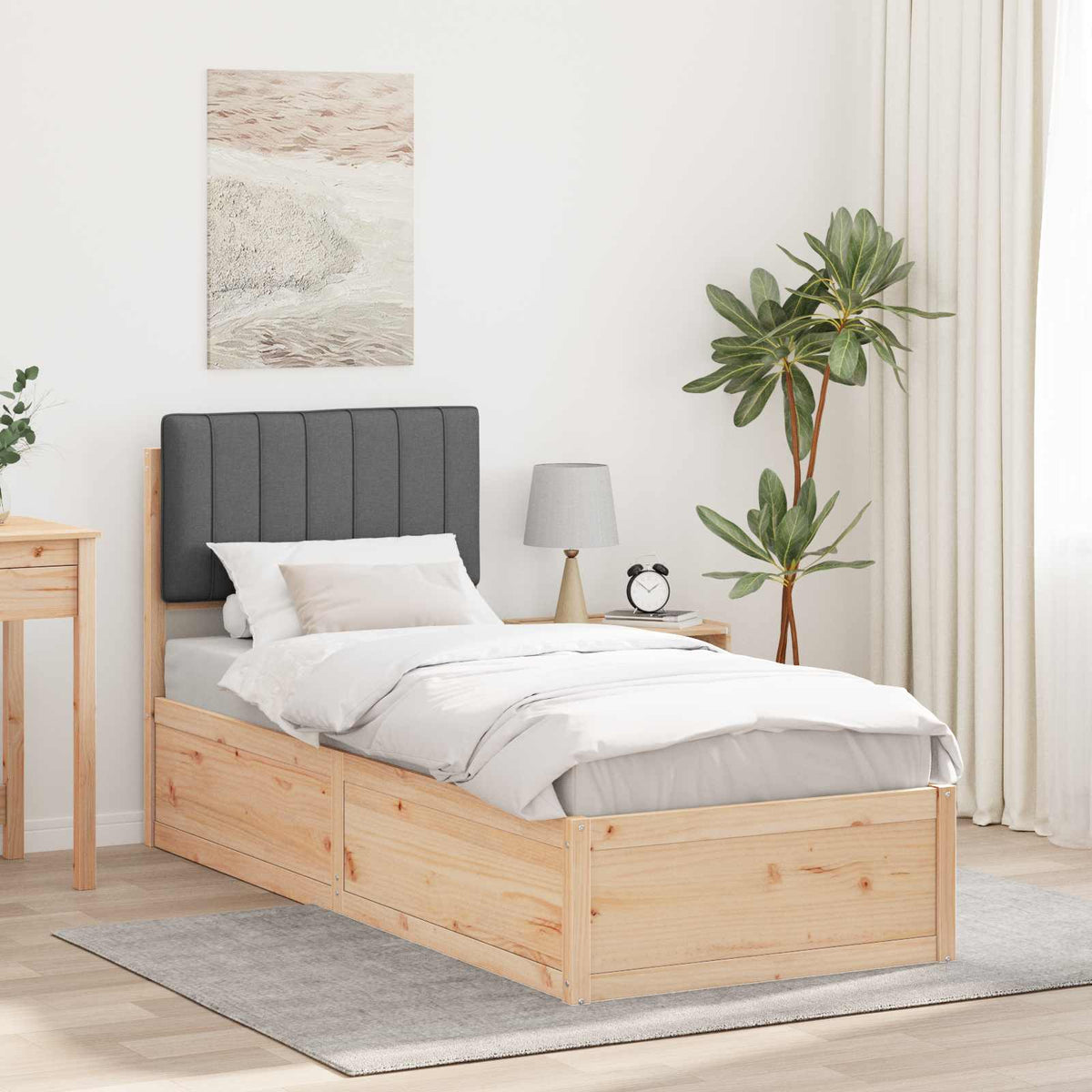 Vidaxl bedframe met gevoerd hoofdgedeelte donkergrijs 80 x 200 cm
