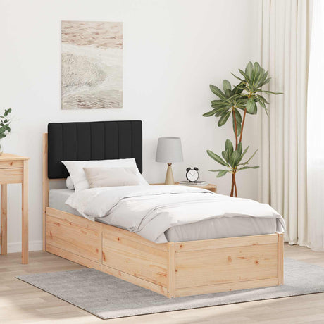 Vidaxl bedframe met gevoerd hoofdgedeelte zwart 80 x 200 cm
