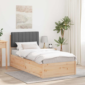 Vidaxl bedframe met gevoerd hoofdgedeelte donkergrijs 90 x 190 cm