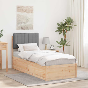 Vidaxl bedframe met gevoerd hoofdgedeelte lichtgrijs 75 x 190 cm