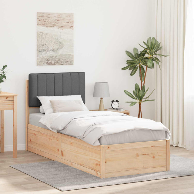 Vidaxl bedframe met gevoerd hoofdgedeelte donkergrijs 75 x 190 cm