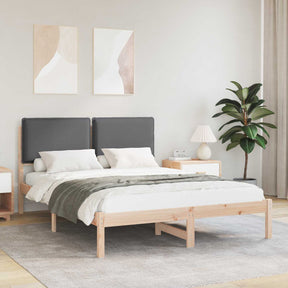Vidaxl bedframe met gevoerd hoofdgedeelte donkergrijs 150 x 200 cm