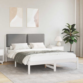 Vidaxl bedframe met gevoerd hoofdgedeelte lichtgrijs 150 x 200 cm