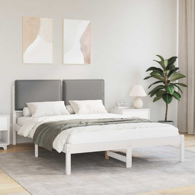 Vidaxl bedframe met gevoerd hoofdgedeelte lichtgrijs 150 x 200 cm