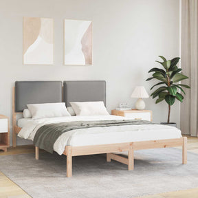 Vidaxl bedframe met gevoerd hoofdgedeelte lichtgrijs 140 x 190 cm