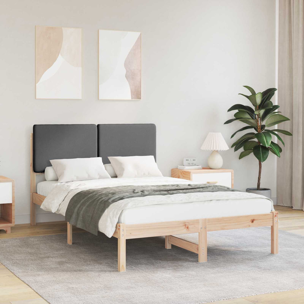 Vidaxl bedframe met gevoerd hoofdgedeelte donkergrijs 120 x 190 cm