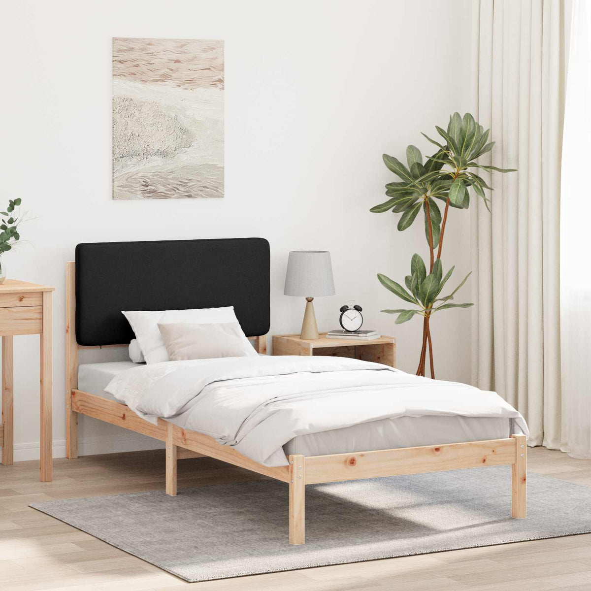 Vidaxl bedframe met gevoerd hoofdgedeelte zwart 90 x 190 cm