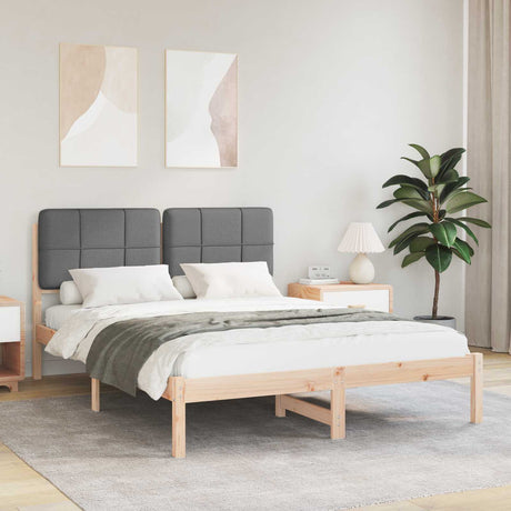Vidaxl bedframe met gevoerd hoofdgedeelte donkergrijs 150 x 200 cm