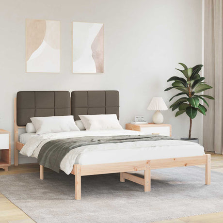 Vidaxl bedframe met gevoerd hoofdgedeelte taupe 140 x 200 cm