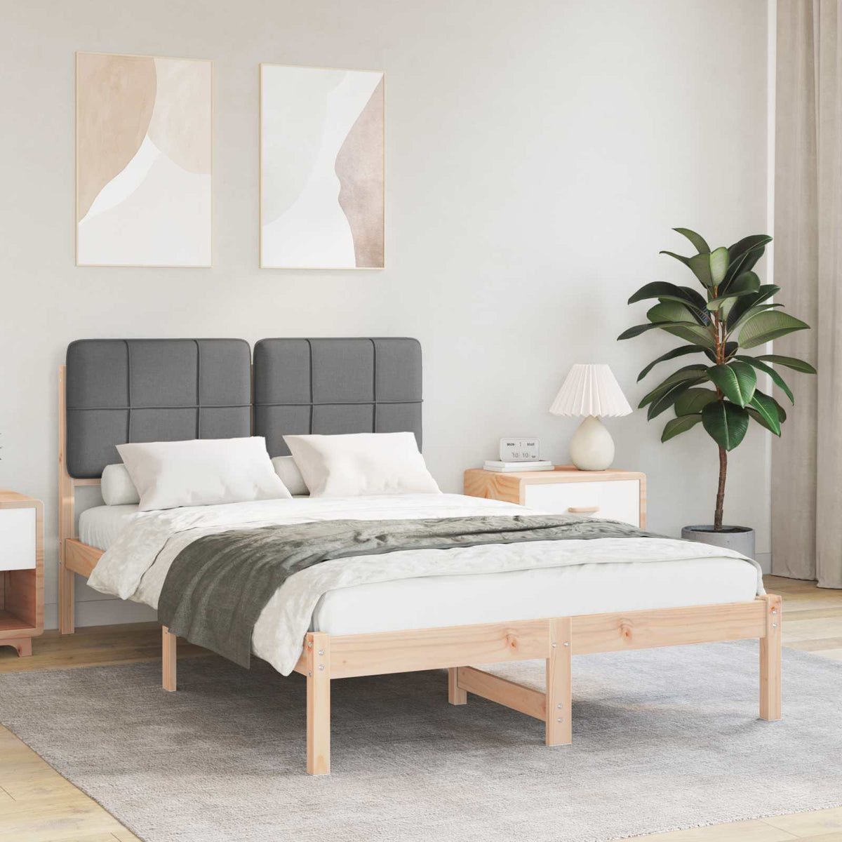 Vidaxl bedframe met gevoerd hoofdgedeelte donkergrijs 120 x 200 cm