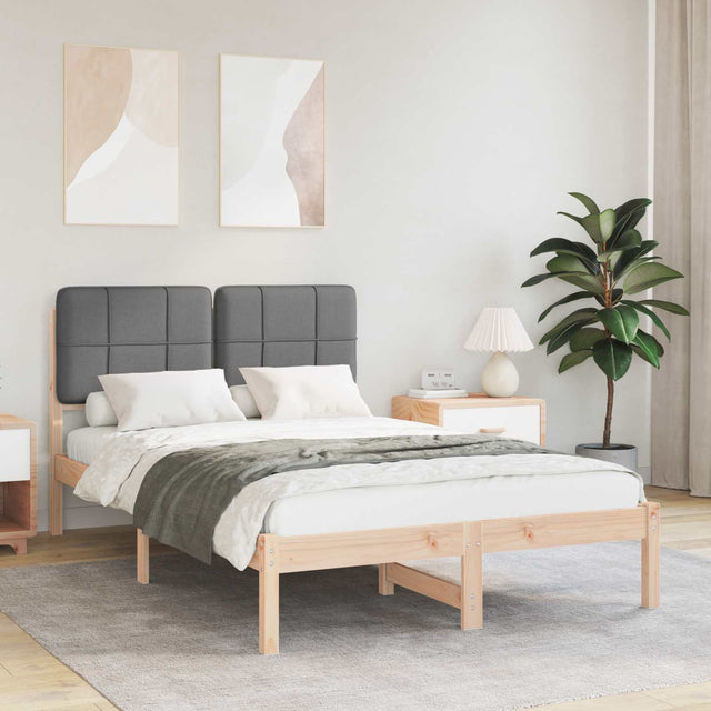 Vidaxl bedframe met gevoerd hoofdgedeelte donkergrijs 120 x 200 cm