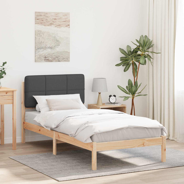 Vidaxl bedframe met gevoerd hoofdgedeelte donkergrijs 80 x 200 cm