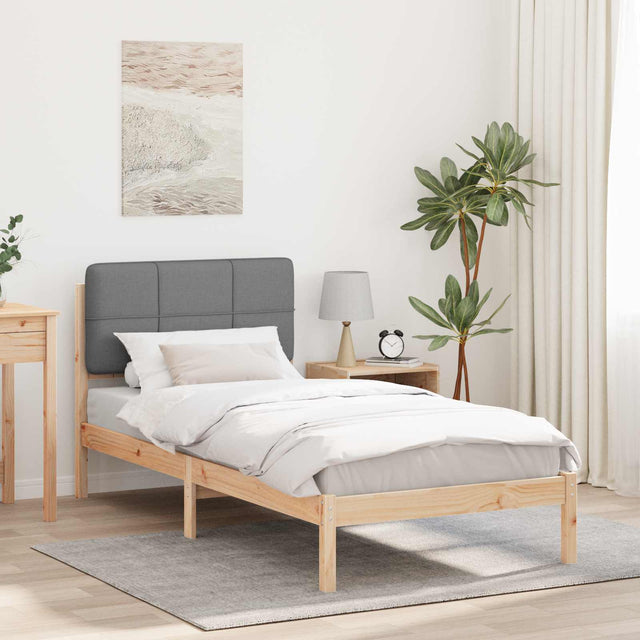 Vidaxl bedframe met gevoerd hoofdgedeelte lichtgrijs 75 x 190 cm
