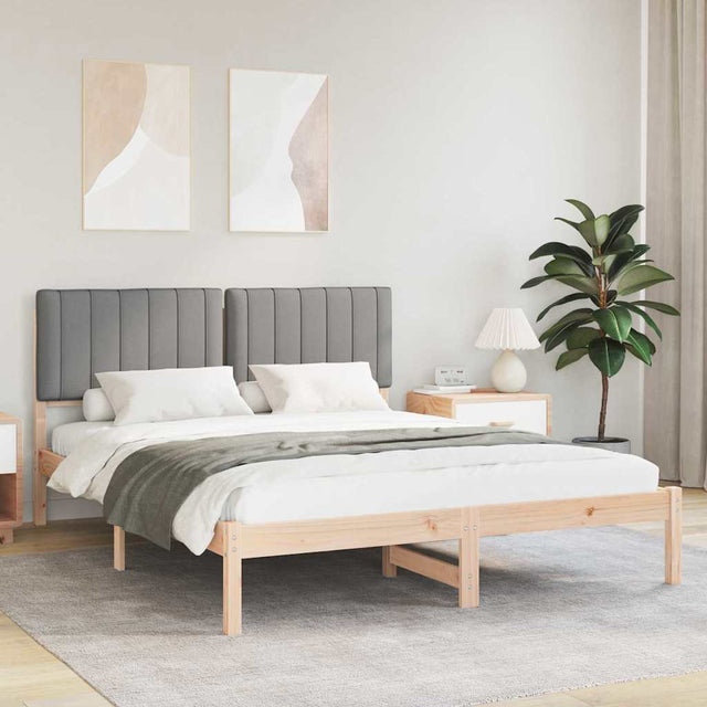 Vidaxl bedframe met gevoerd hoofdgedeelte lichtgrijs 150 x 200 cm