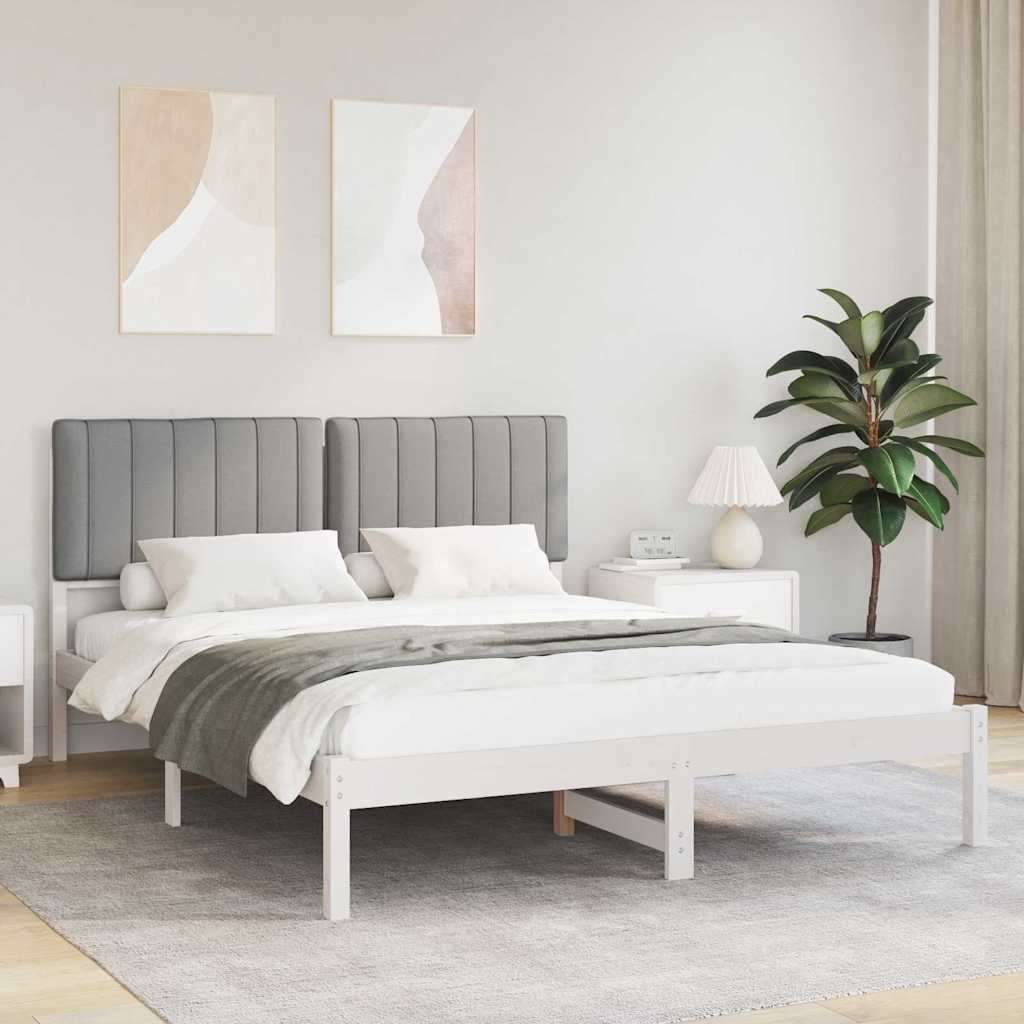 Vidaxl bedframe met gevoerd hoofdgedeelte lichtgrijs 150 x 200 cm