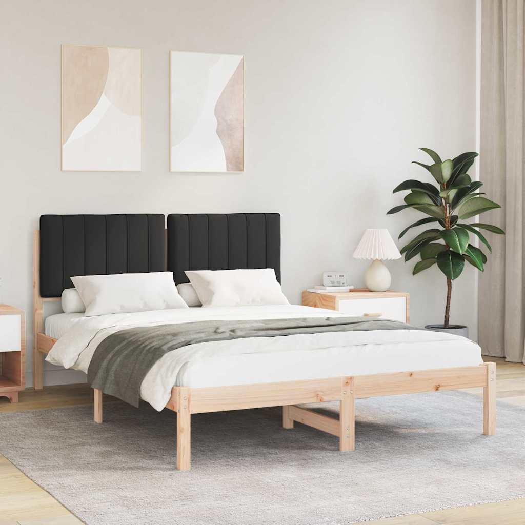 Vidaxl bedframe met gevoerd hoofdgedeelte zwart 140 x 200 cm