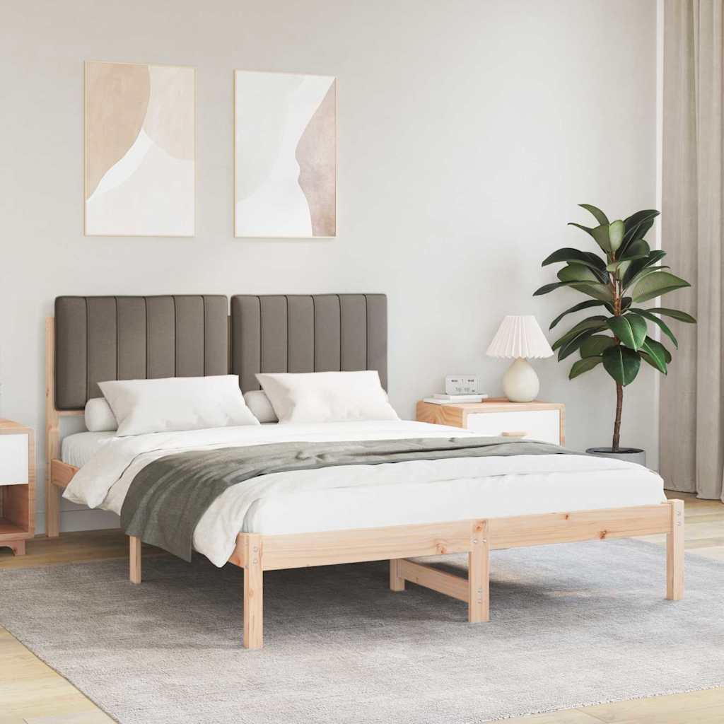 Vidaxl bedframe met gevoerd hoofdgedeelte taupe 140 x 200 cm