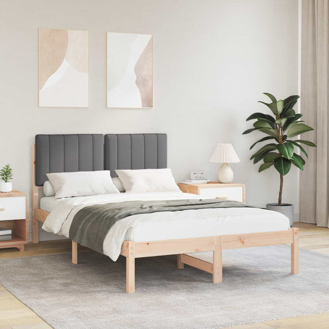 Vidaxl bedframe met gevoerd hoofdgedeelte natuurlijk en donkergrijs
