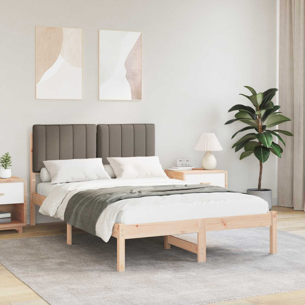 Vidaxl bedframe met gevoerd hoofdgedeelte taupe 120 x 190 cm