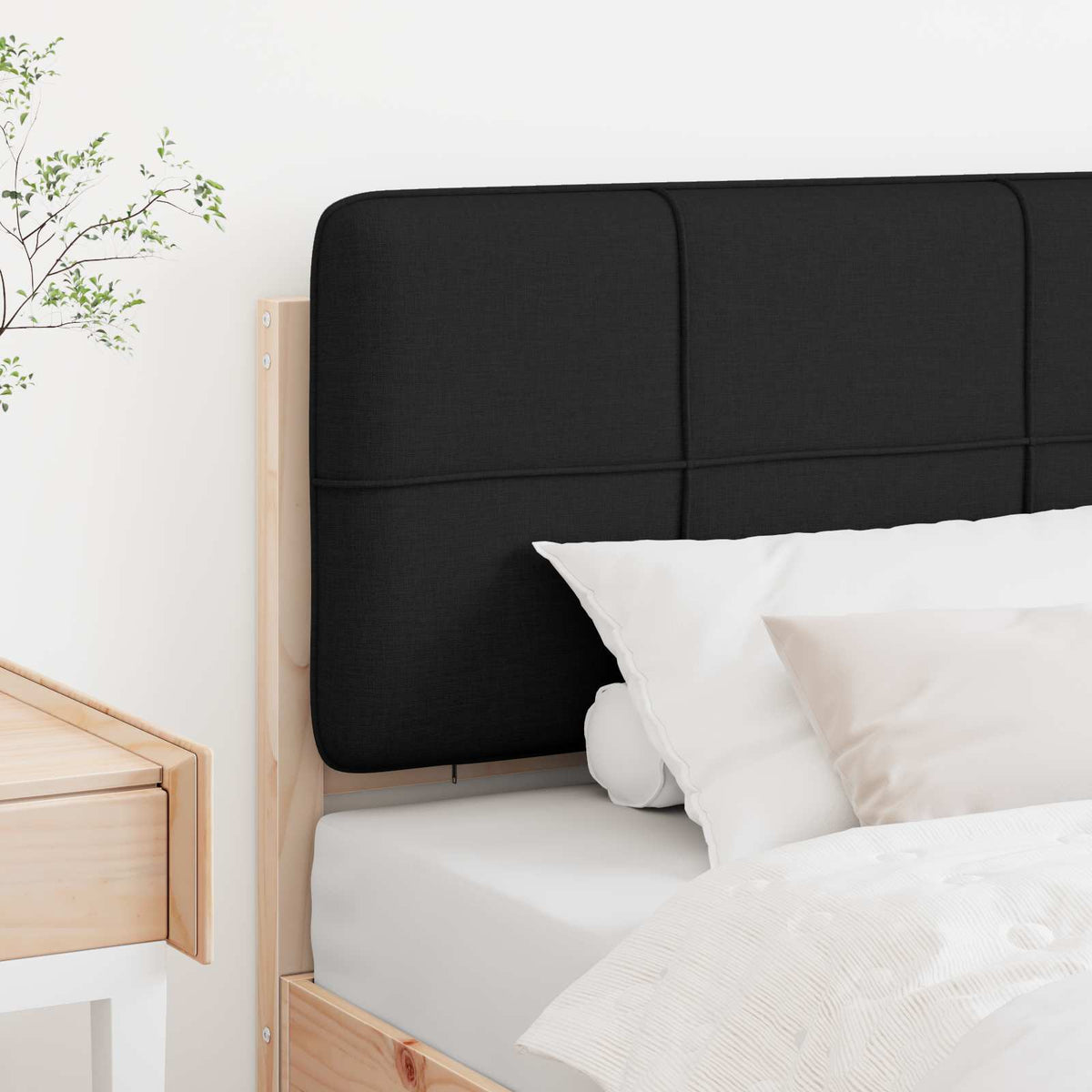 Vidaxl gestoffeerd hoofdbord bruin en zwart 90 cm massief grenenhout