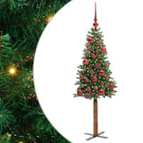 Vidaxl slanke kerstboom groen 150 cm pvc en massief dennenhout