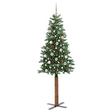 Vidaxl slanke kerstboom groen 210 cm pvc en massief dennenhout