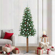Vidaxl slanke kerstboom groen 210 cm pvc en massief dennenhout