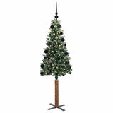 Vidaxl slanke kerstboom groen 150 cm pvc en massief dennenhout