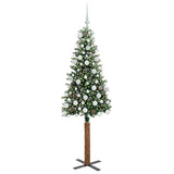 Vidaxl slanke kerstboom groen 180 cm pvc en massief dennenhout