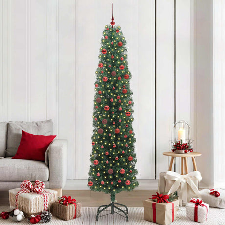 Vidaxl kunstkerstboom groen 210 cm pvc en staal en kunststof