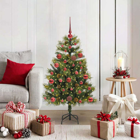 Vidaxl kunstmatige scharnier kerstboom met cones groen 120 cm