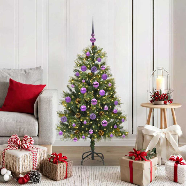 Vidaxl kunstmatige scharnier kerstboom met cones groen 120 cm