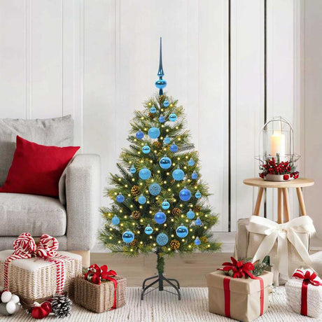 Vidaxl kunstmatige scharnier kerstboom met cones groen 120 cm