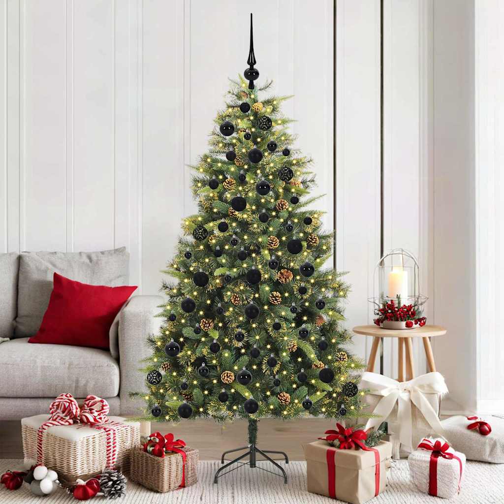 Vidaxl kunstmatige scharnier kerstboom met cones groen 180 cm