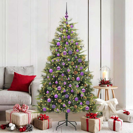 Vidaxl kunstmatige scharnier kerstboom met cones 300 led's warmwit