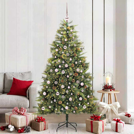 Vidaxl kunstmatige scharnier kerstboom met cones groen 210 cm