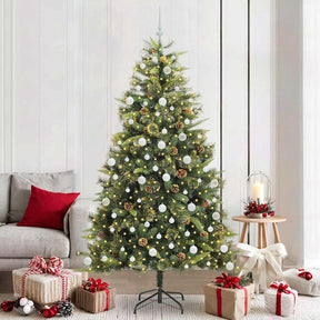 Vidaxl kunstmatige scharnier kerstboom met cones groen 210 cm