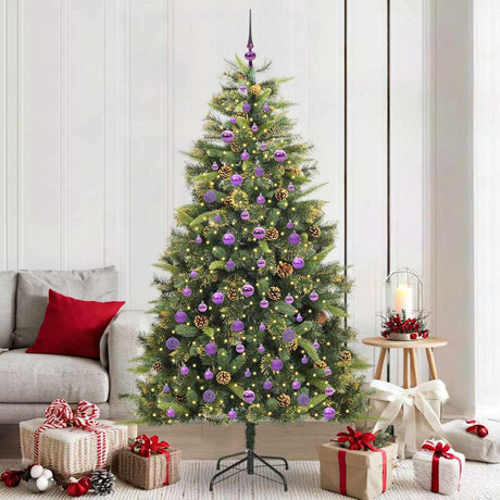 Vidaxl kunstmatige scharnier kerstboom met cones groen 210 cm