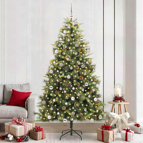 Vidaxl kunstmatige scharnier kerstboom met cones 300 led's warmwit