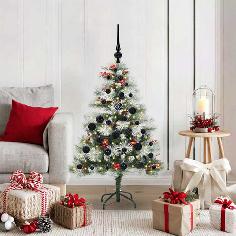 Vidaxl kunstkerstboom groen en wit 120 cm pvc en metaal en plastic