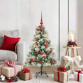 Vidaxl kunstkerstboom groen en wit 120 cm pvc en metaal en plastic