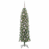 Vidaxl kunstmatige slanke kerstboom met 150 led groen en wit 150 cm