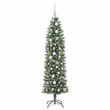 Vidaxl kunstmatige slanke kerstboom groen en wit 150 cm