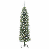 Vidaxl kunstmatige slanke kerstboom met 300 led groen en wit 180 cm
